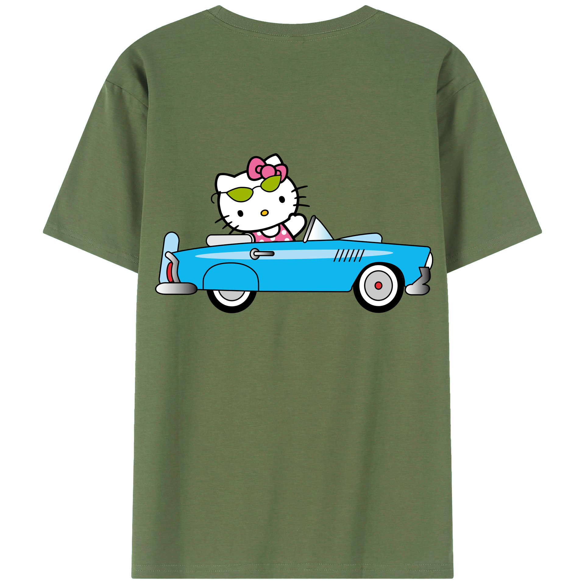 （画像用） Hello Kitty ハローキティ 綿100％ メンズ半袖Tシャツ（バックプリント） 通気性